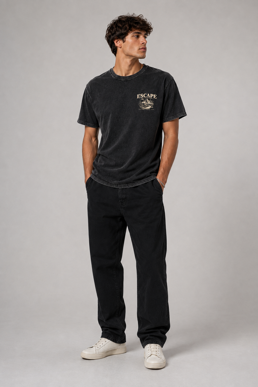 OUTVAIL Escape the Ordinary Washed Graphic Tee