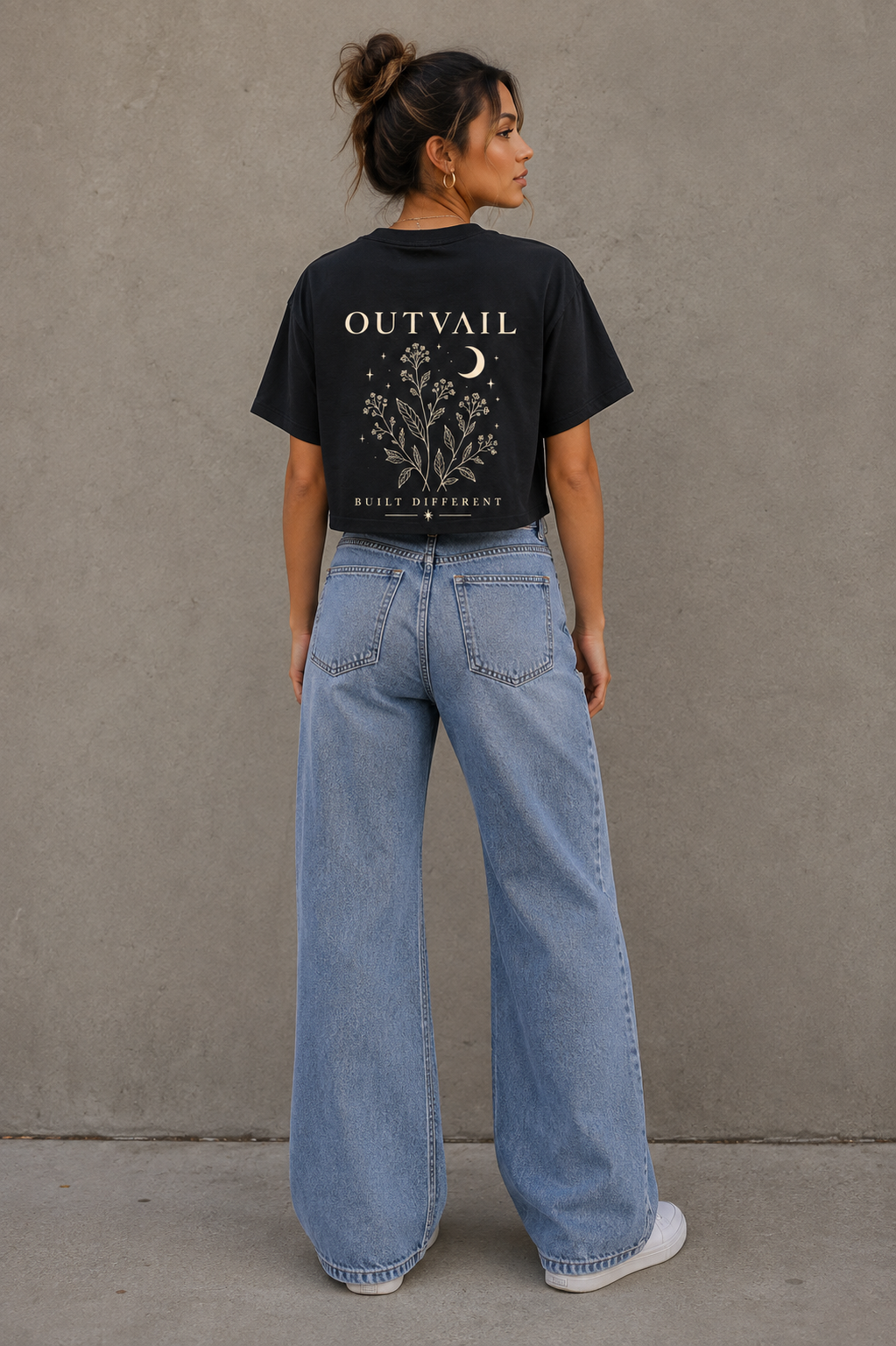 OUTVΛIL Built Different Faded Crop Tee