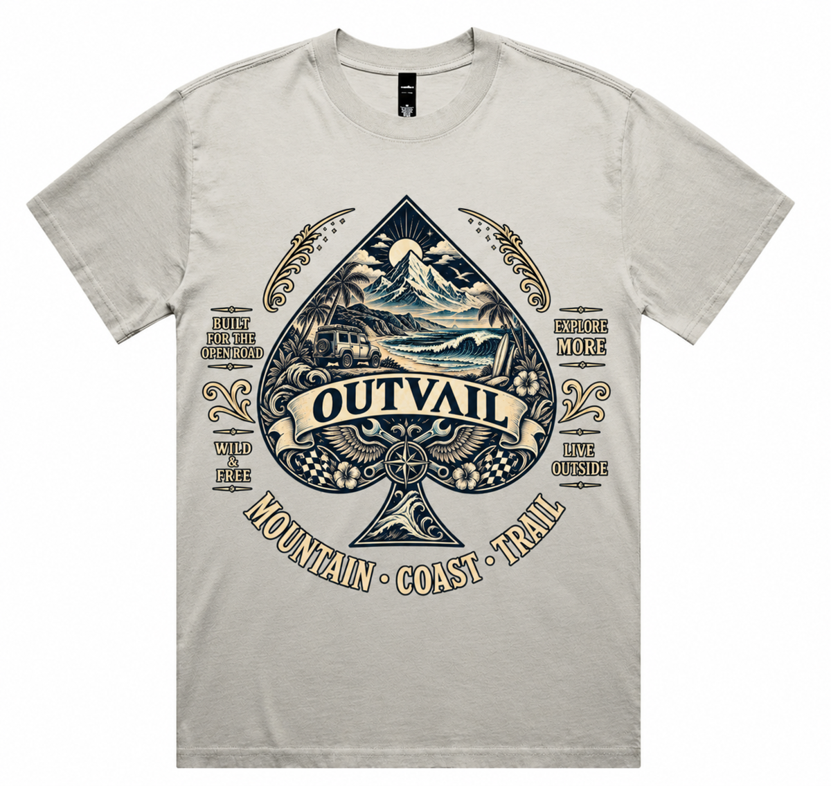 OUTVAIL Wild Coast Spade Tee - Faded Bone