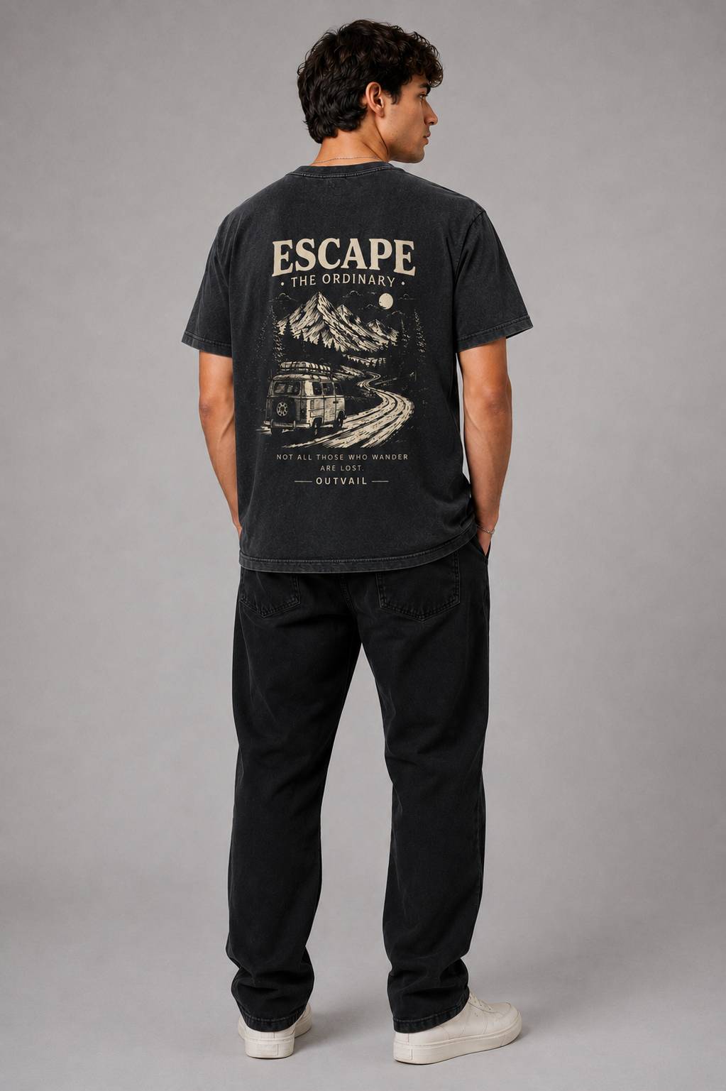 OUTVAIL Escape the Ordinary Washed Graphic Tee