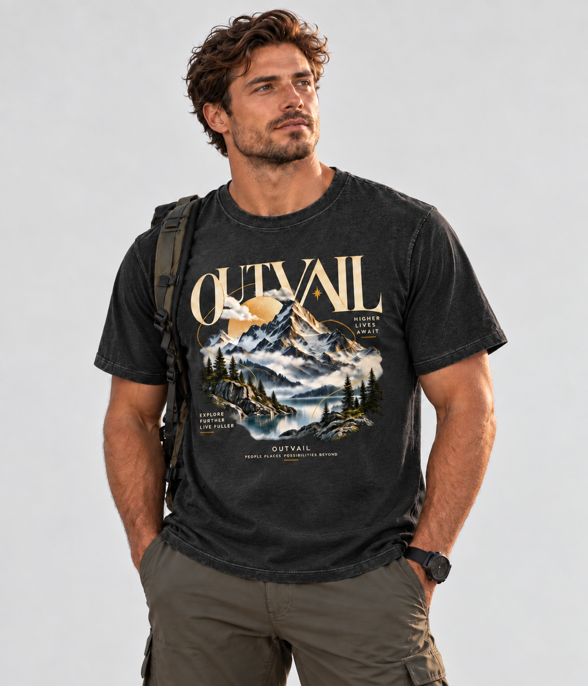 OUTVAIL Higher Ground Tee - Faded Black