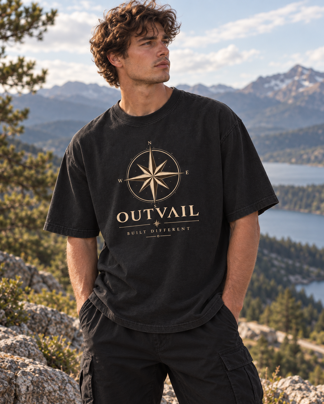 OUTVAIL True North Tee - Faded Black