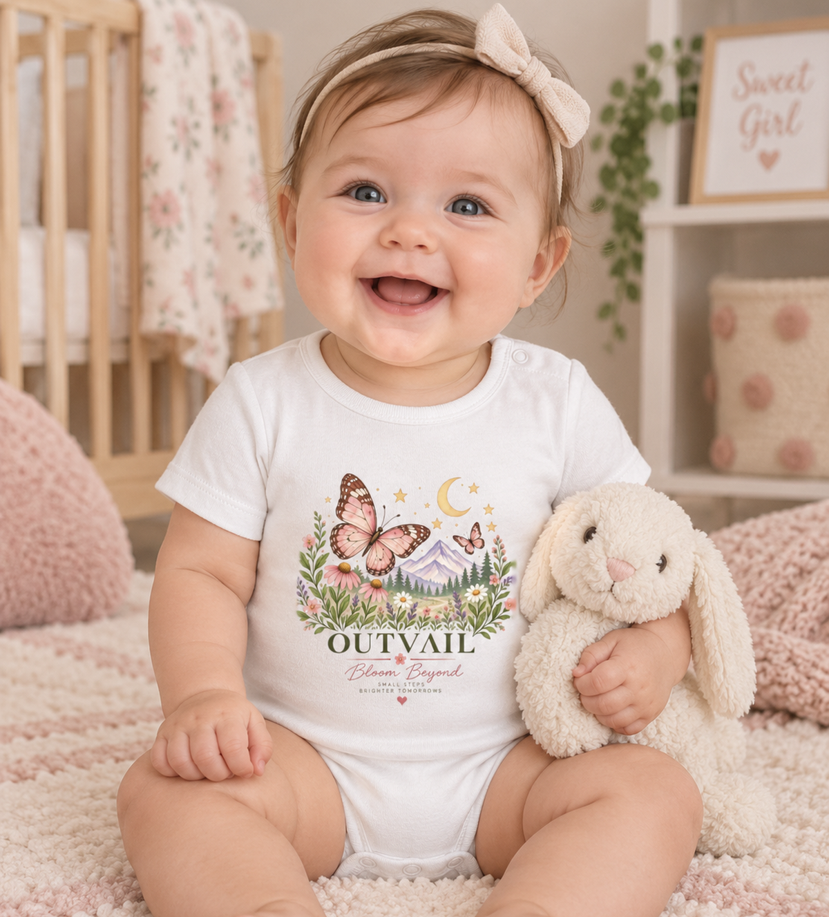 OUTVAIL Bloom Beyond Organic Baby Bodysuit – White