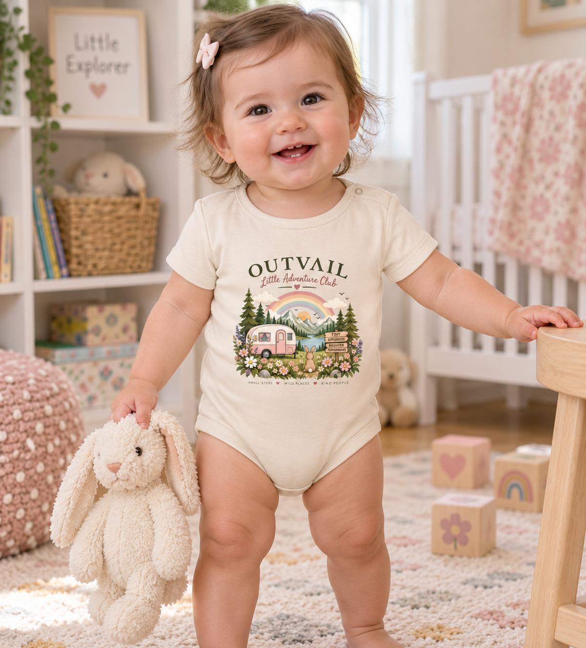 OUTVAIL Born to Roam Organic Baby Bodysuit – Eco Heather