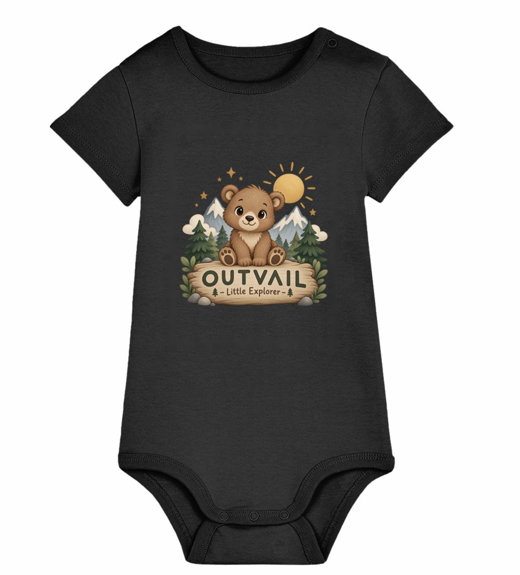 OUTVAIL Little Explorer Organic Baby Bodysuit – Black