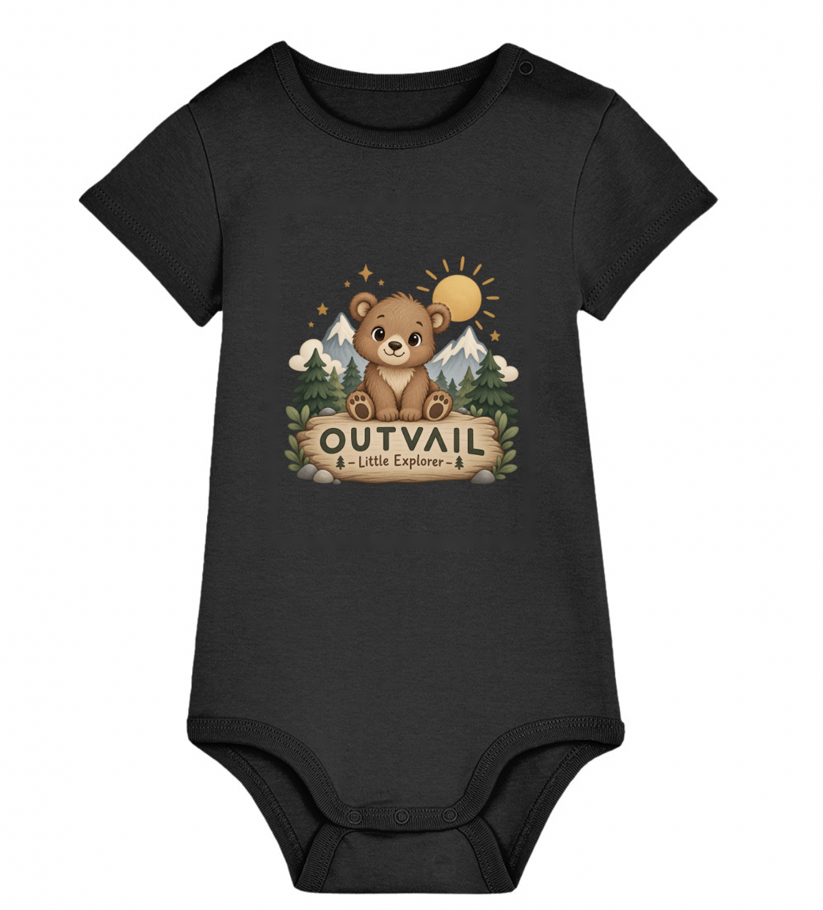OUTVAIL Little Explorer Organic Baby Bodysuit – Black