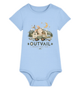 OUTVAIL Adventure Begins Small Organic Baby Bodysuit – Blue