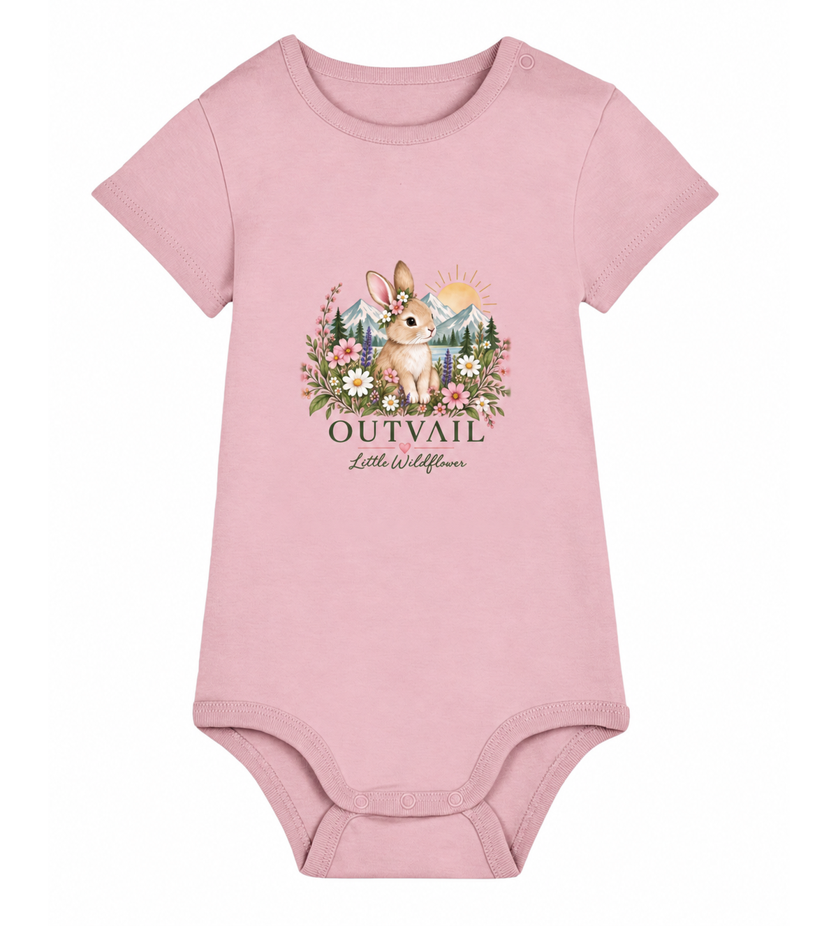 OUTVAIL Little Wildflower Organic Baby Bodysuit – Pink