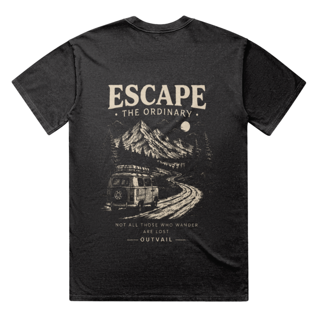 OUTVAIL Escape the Ordinary Washed Graphic Tee