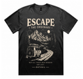OUTVAIL Escape the Ordinary Washed Graphic Tee - Faded Black